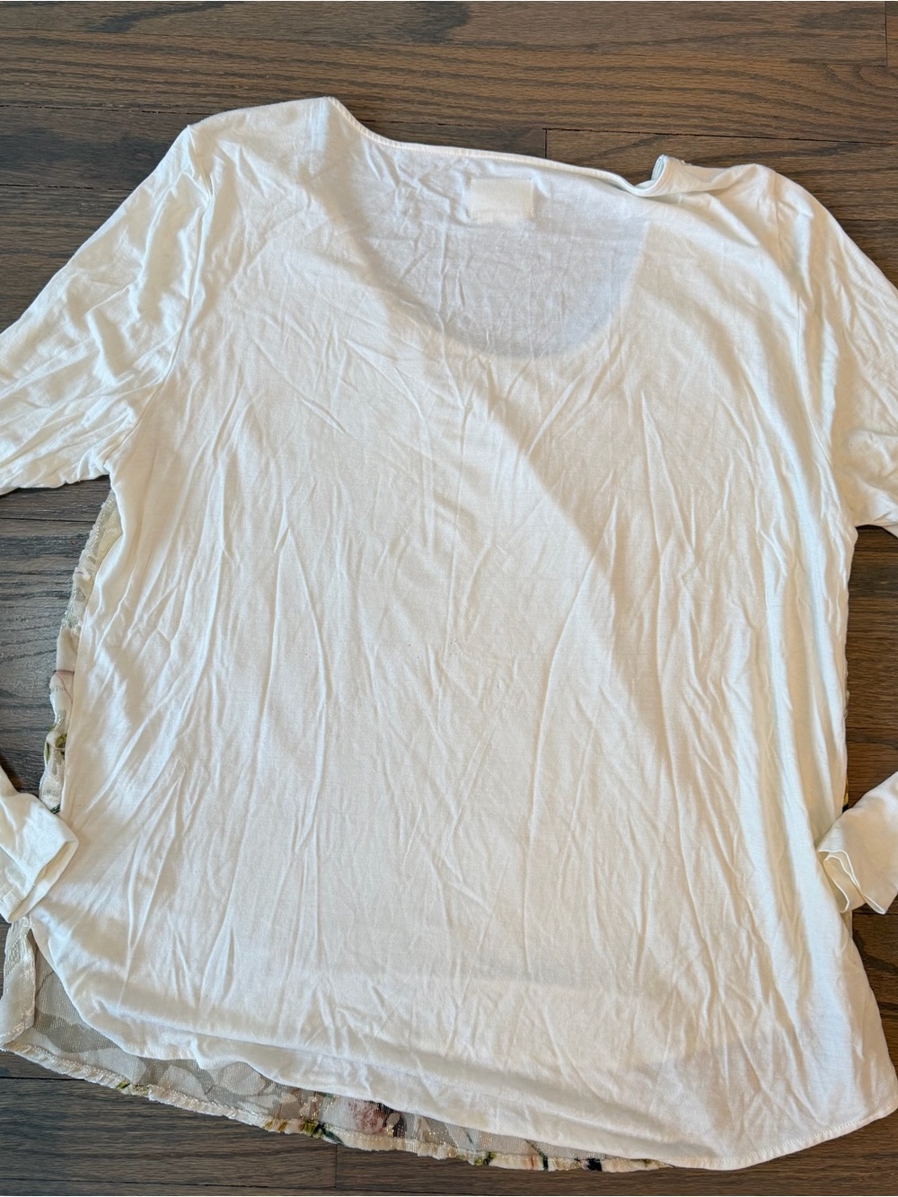 Anthropologie Deletta Long Sleeve Velvet Burnout Bird Print Cream Boho Whimsy L - Picture 7 of 8
